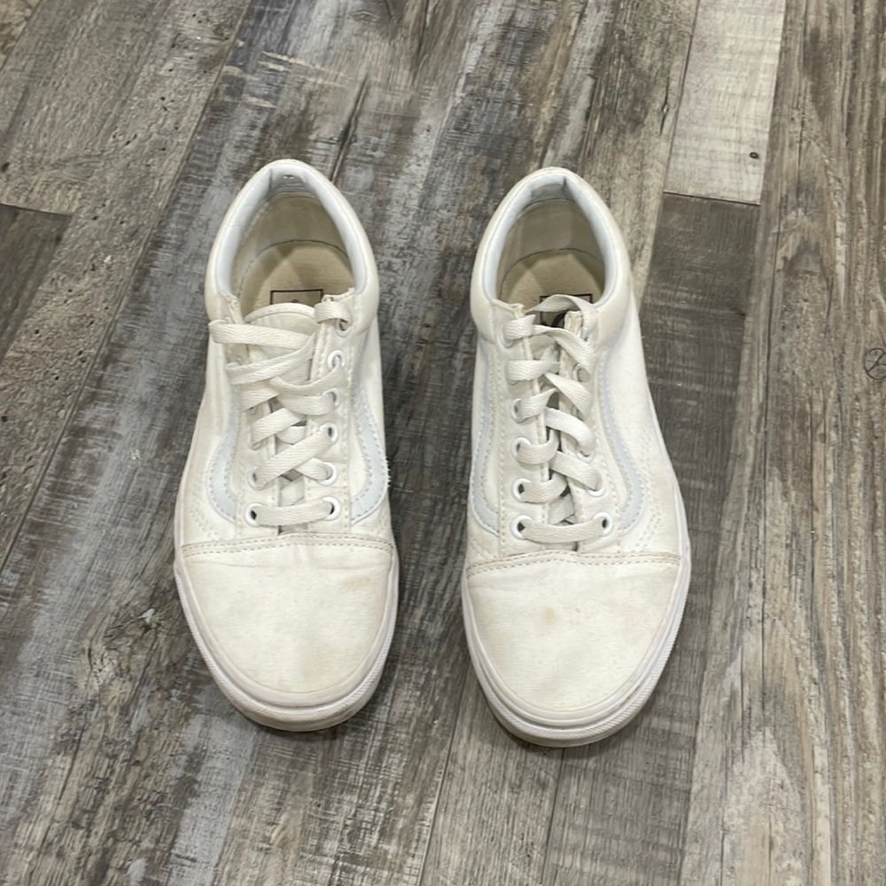 White Canvas Old Skool Vans